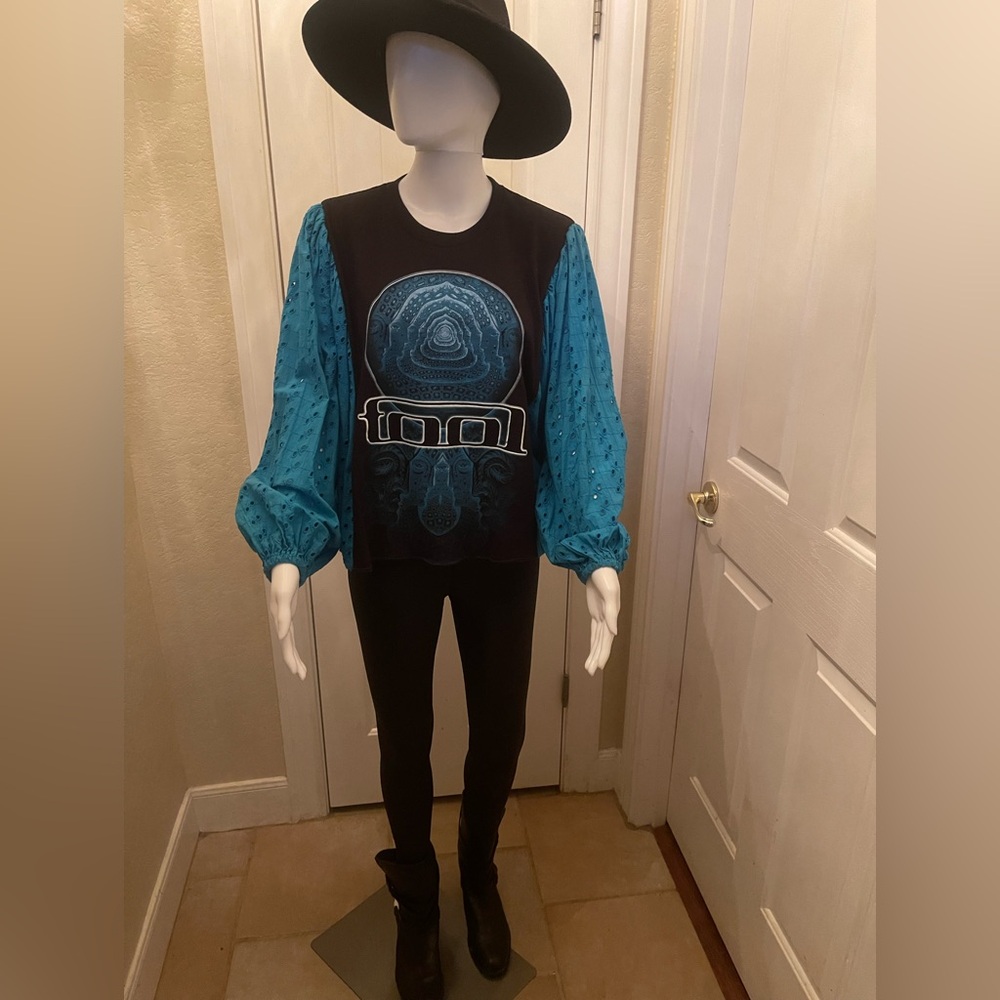 One of a kind “Tool” custom upcycled top